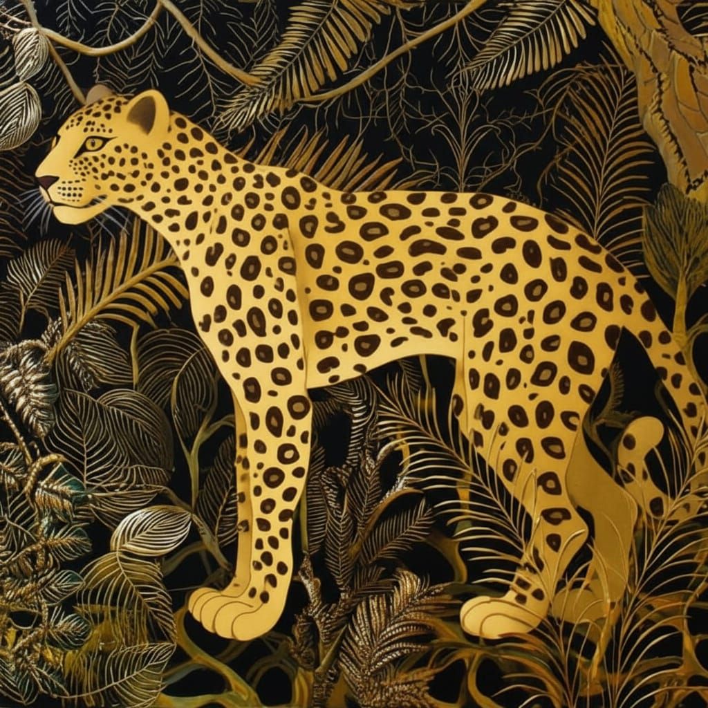 Leopard with Paper Quilling Fur in Filigree Jungle