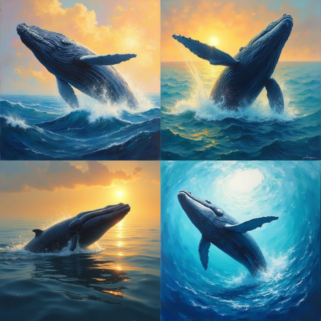 Humpback Whale in a Traditional Oil Painting Style