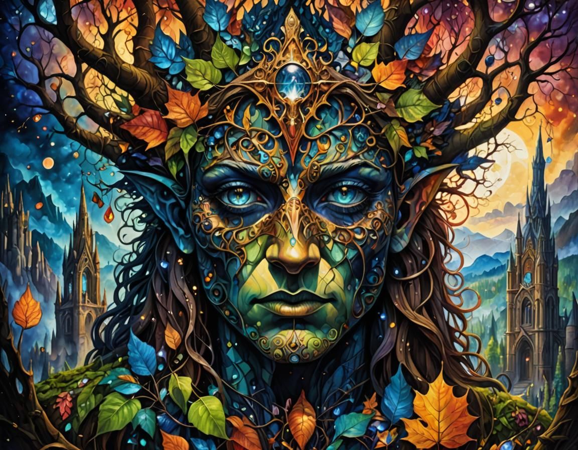 Shattered Gargoyle in Alcohol Ink Style