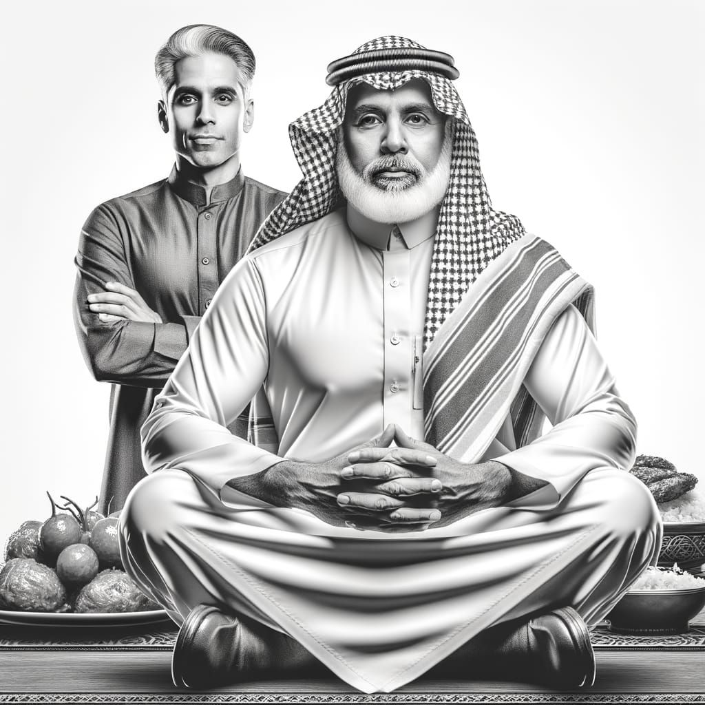 Man in Traditional Saudi Attire in Deep Conversation