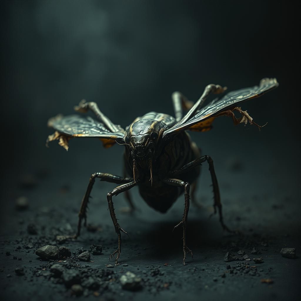 Undead Cockroach in Bio-Mechanical Surrealism