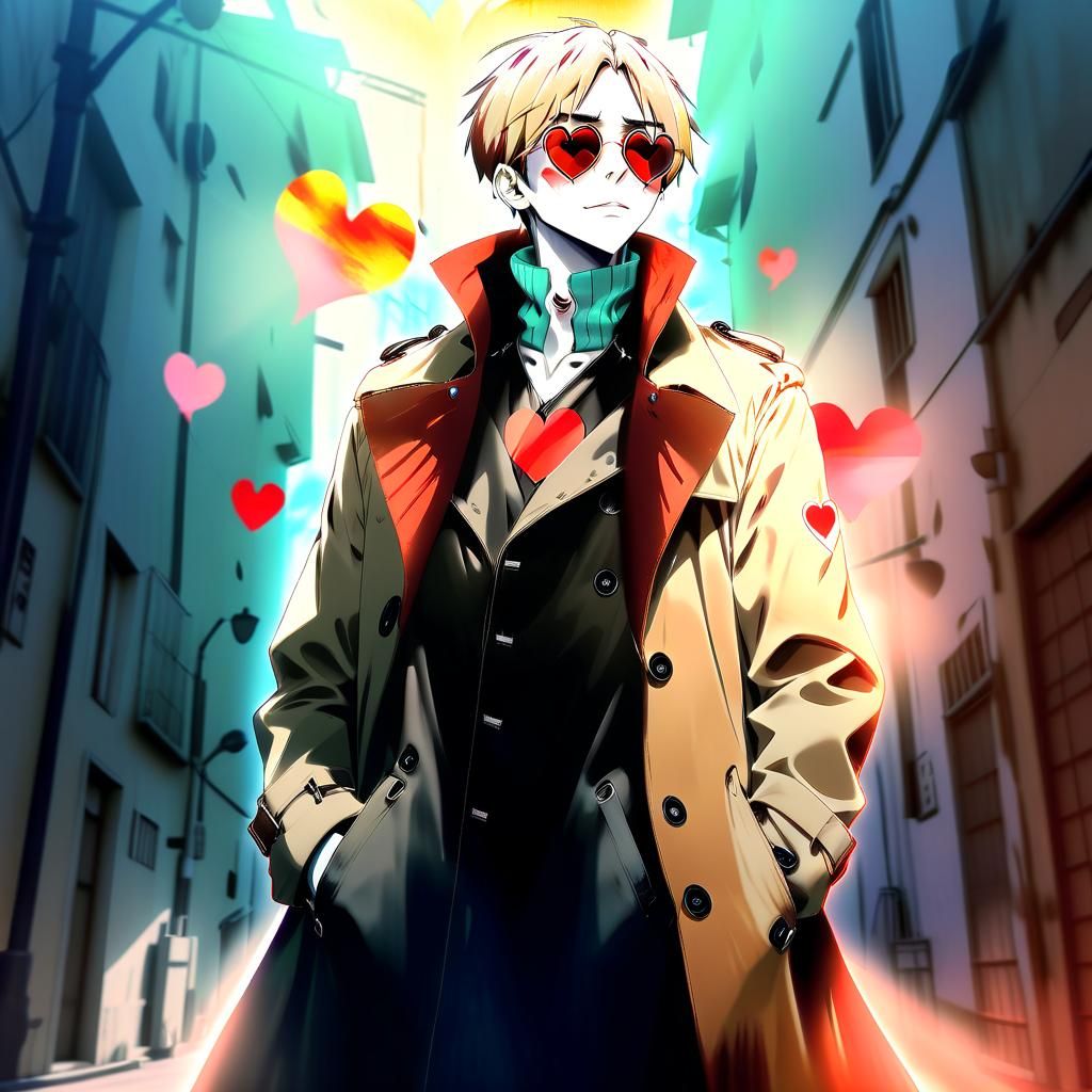 Anime Character in Trench Coat with Sunglasses