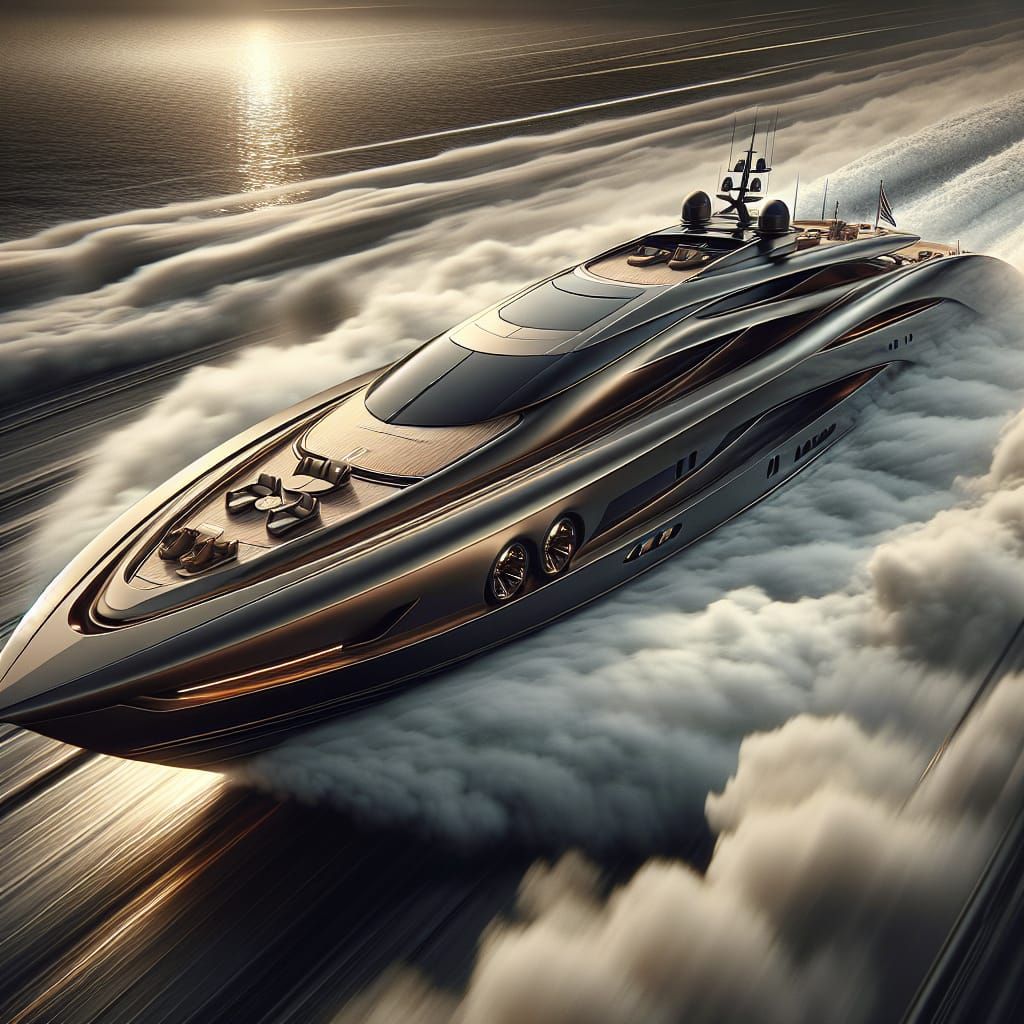 Luxurious Bronze Yacht Digital Matte Painting