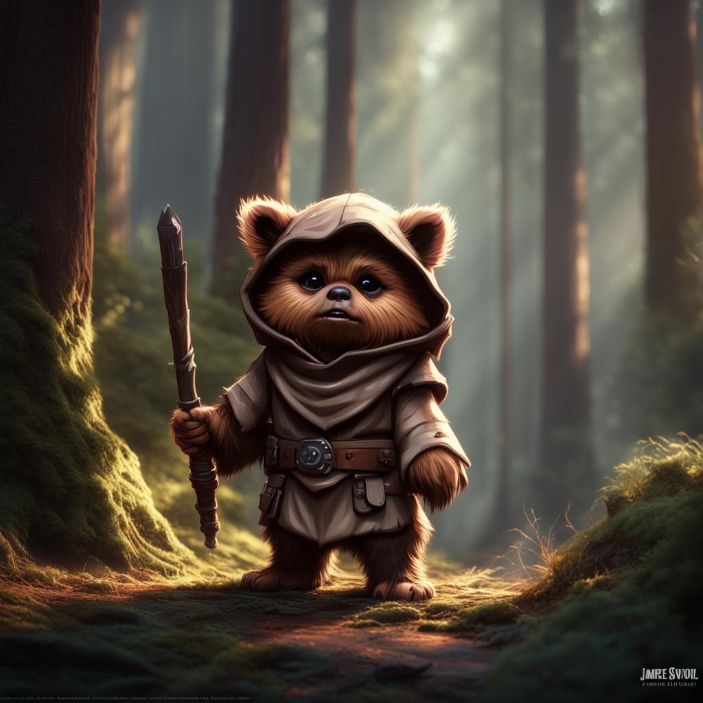 Ewok Warrior: Digital Matte Painting by James Gurney