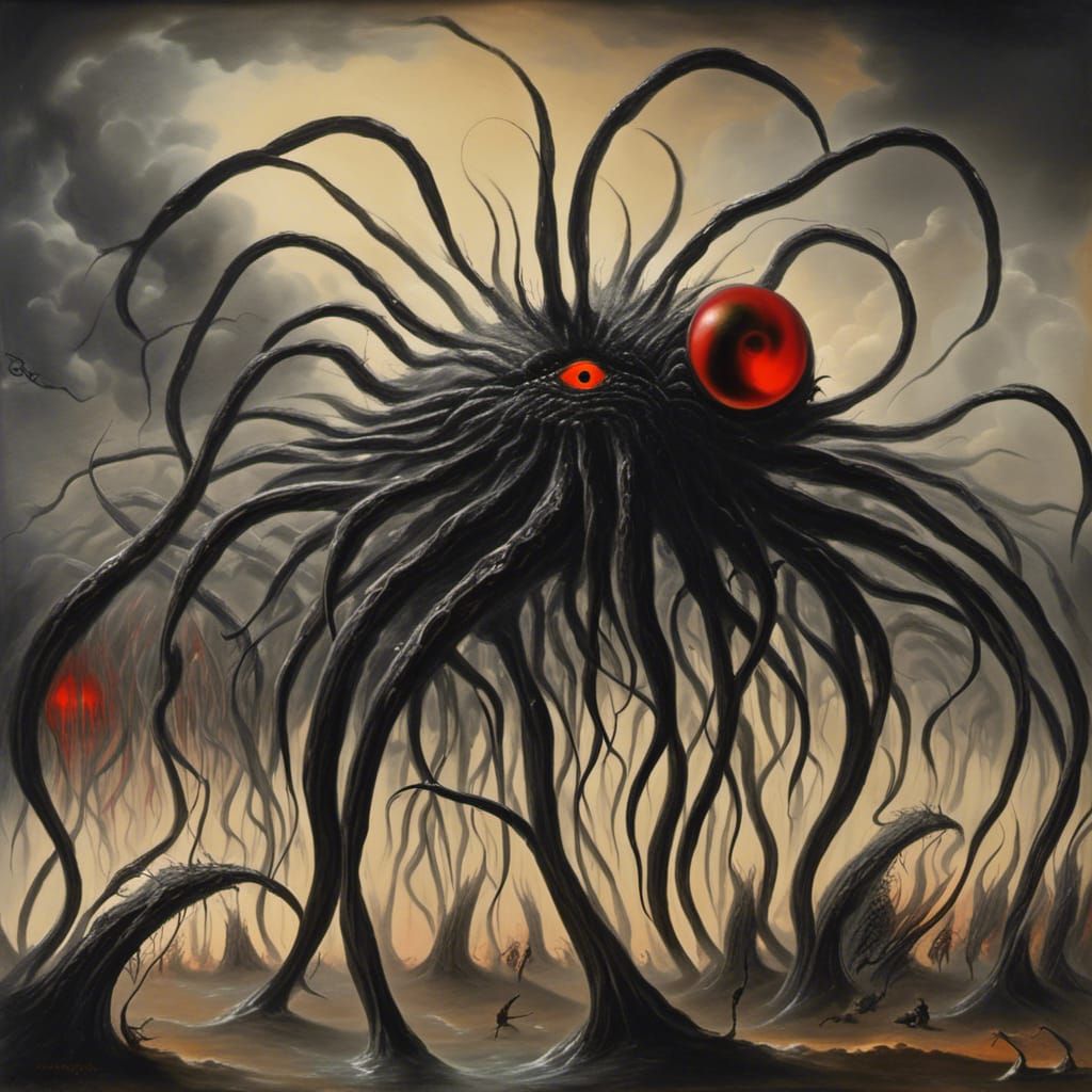 Surreal Cosmic Horror: Seething Tendrils and Red Eye