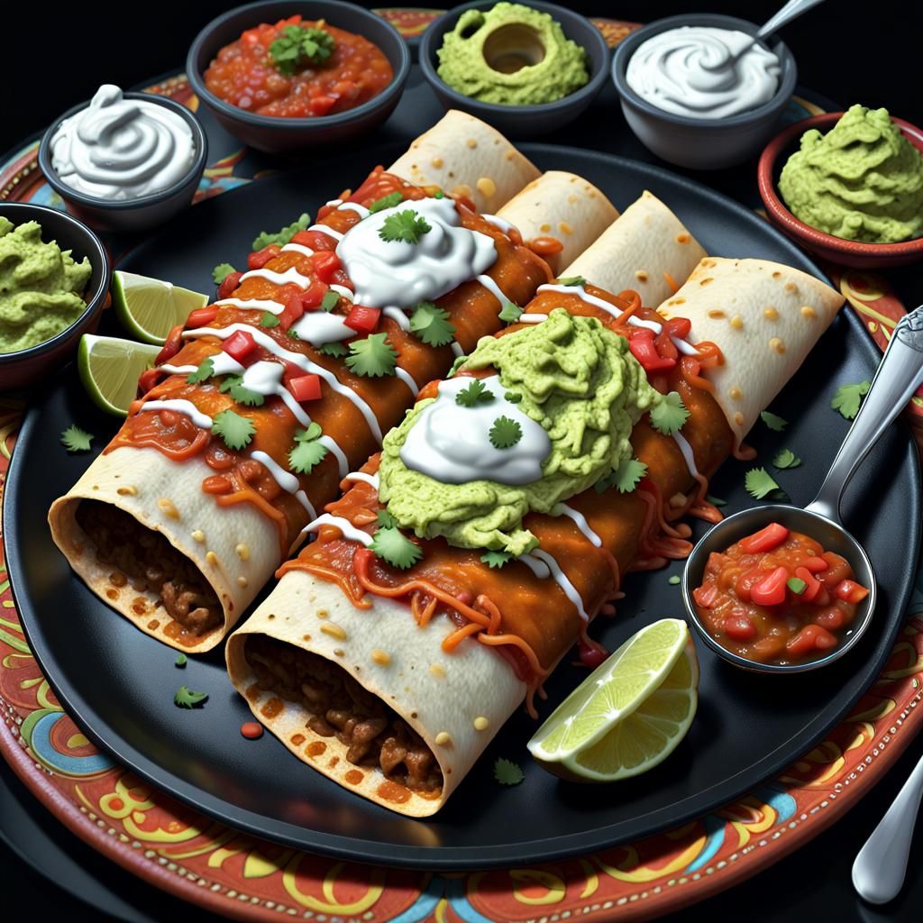 Eaten Enchiladas with Sauces as 3D Digital Art