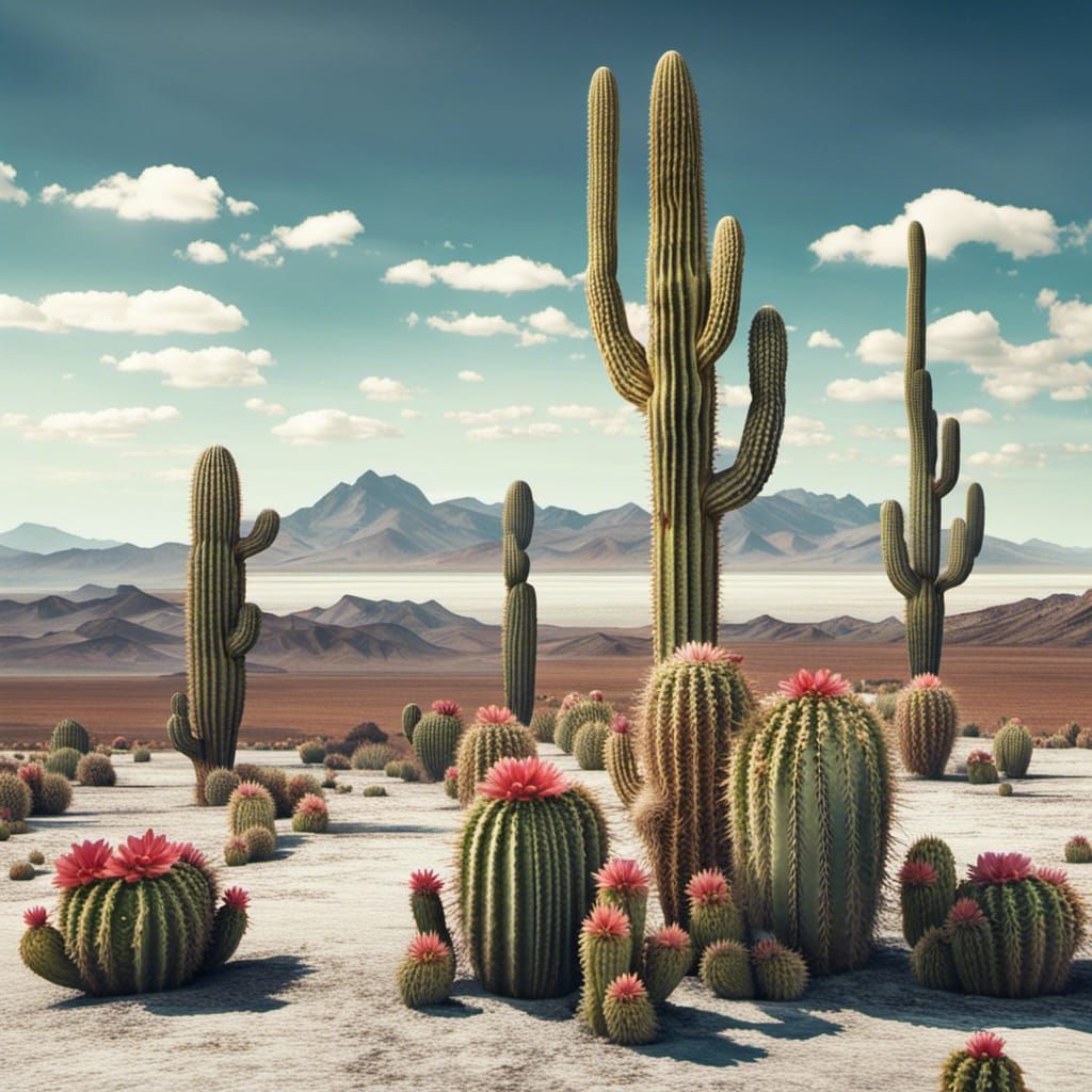 Giant Cactus on Bolivian Salt Flats: Matte Painting