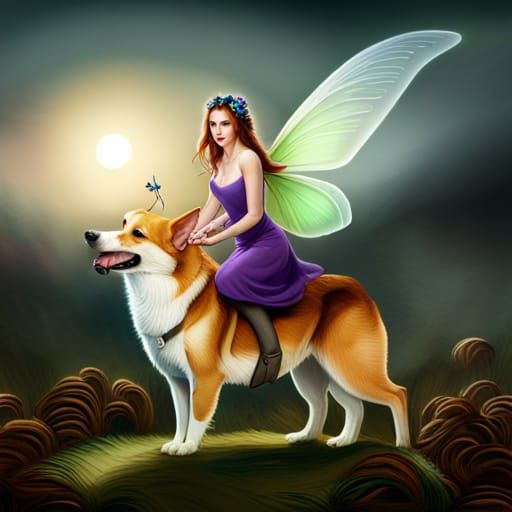 Mystical Fairy on Corgi with Camera Effects