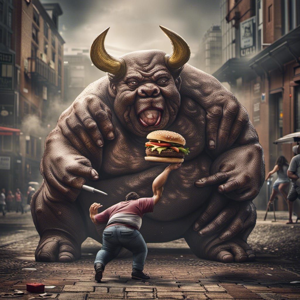 Ungrateful Fatties fighting for a hamburger I