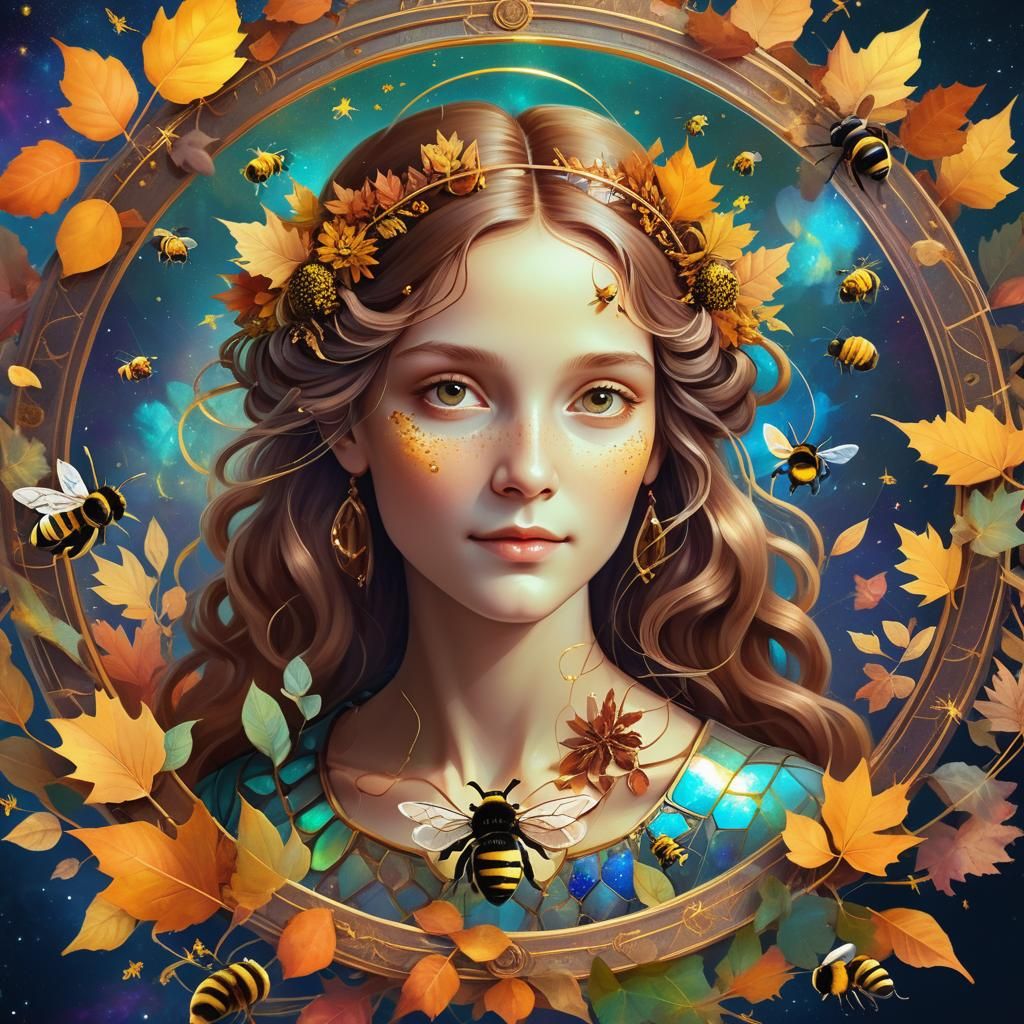 Autumn Goddess Portrait in Da Vinci Style
