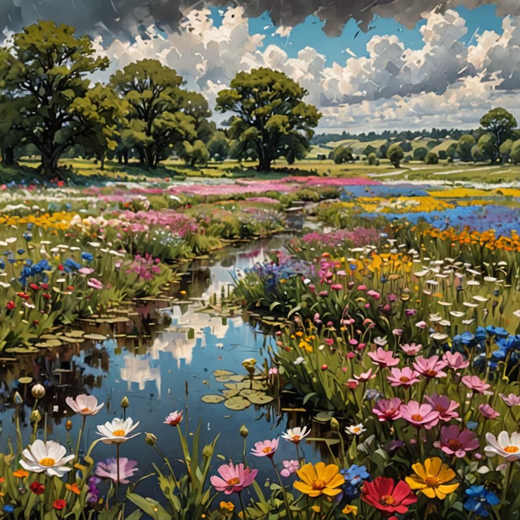 Blooming Flower Fields: A Pastel Chalk Masterpiece