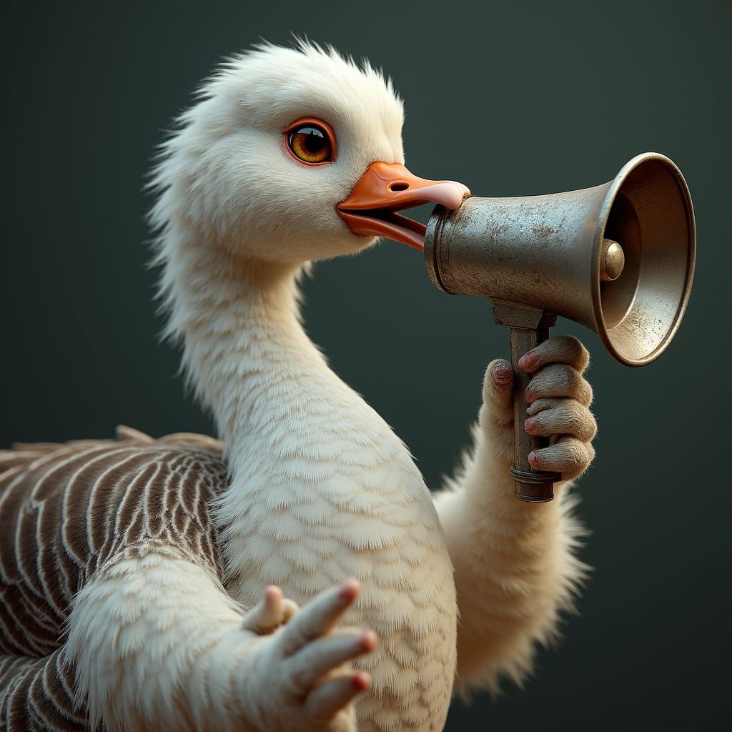 Canadian Goose with Bullhorn in Futuristic Wildlife Style