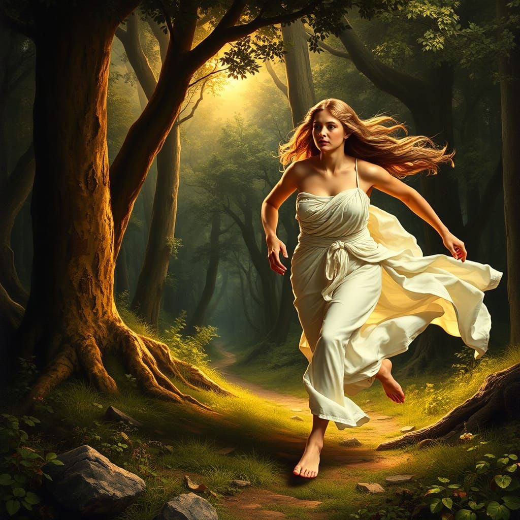 Daphne and Apollo Chase in Baroque Style