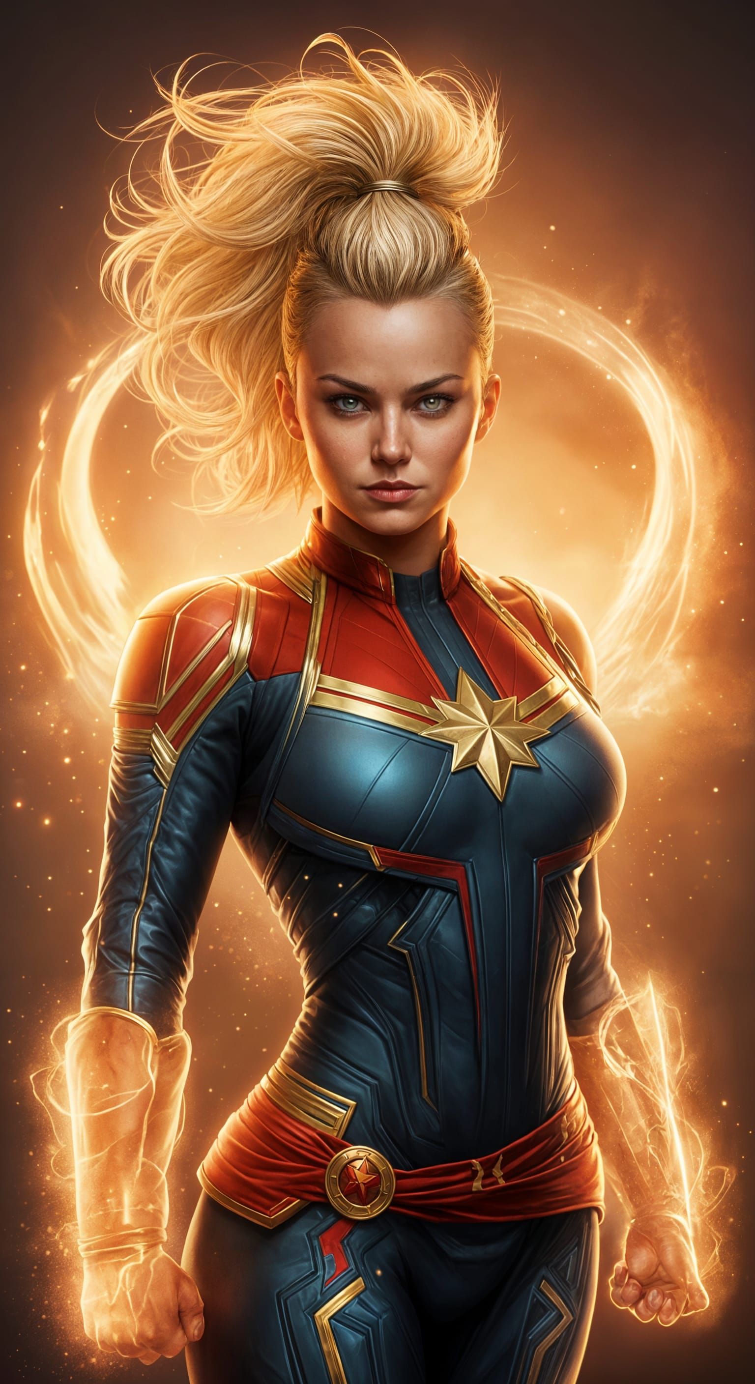 Muscular Captain Marvel in Comic Book Style
