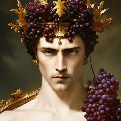Dionysus, God of the Grapevine, in Oil Painting Style