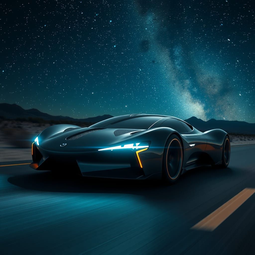 Futuristic Supercar at Night: Cinematic Film Still