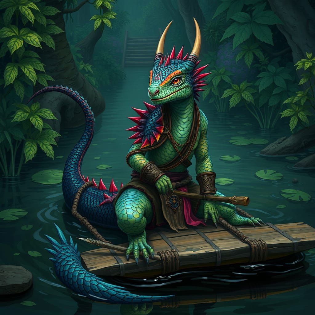 Agaceph Argonian in Black Marsh, Mystical Realism