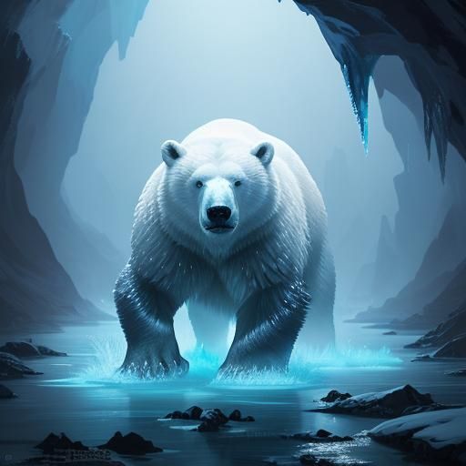 Polar Bear Water Bending in Icy Caverns