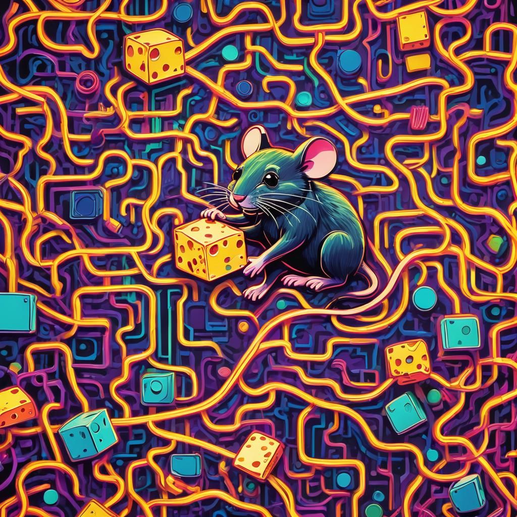 Jerry and Tom in Neon Pop Art Maze