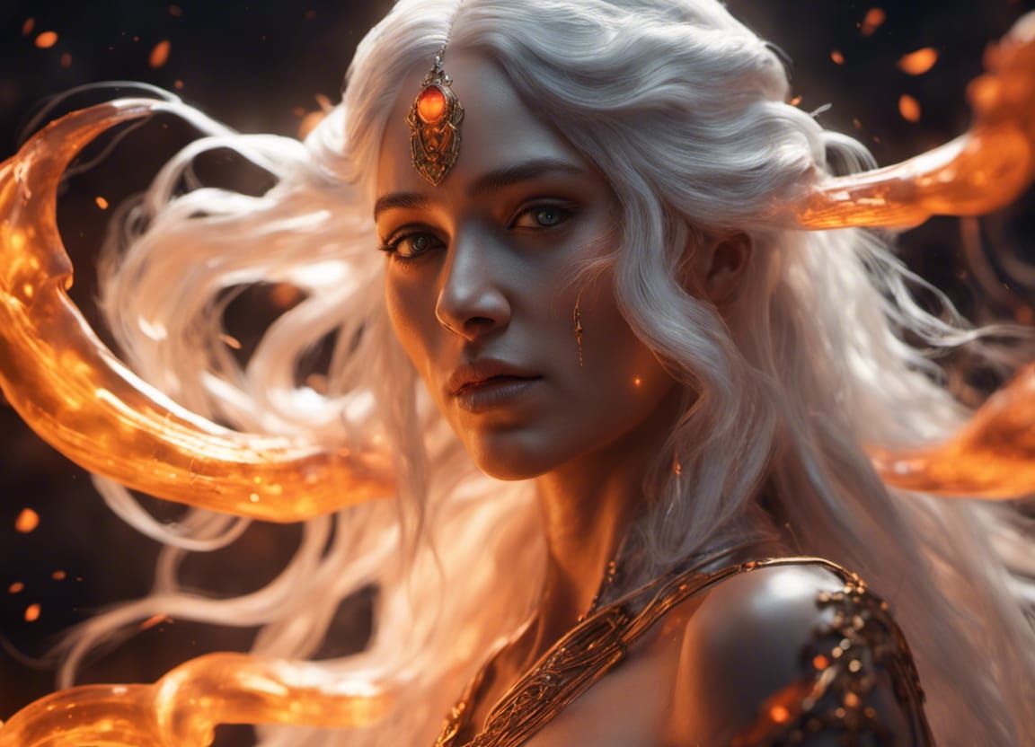 Female Genie in a Bottle with Orange Light