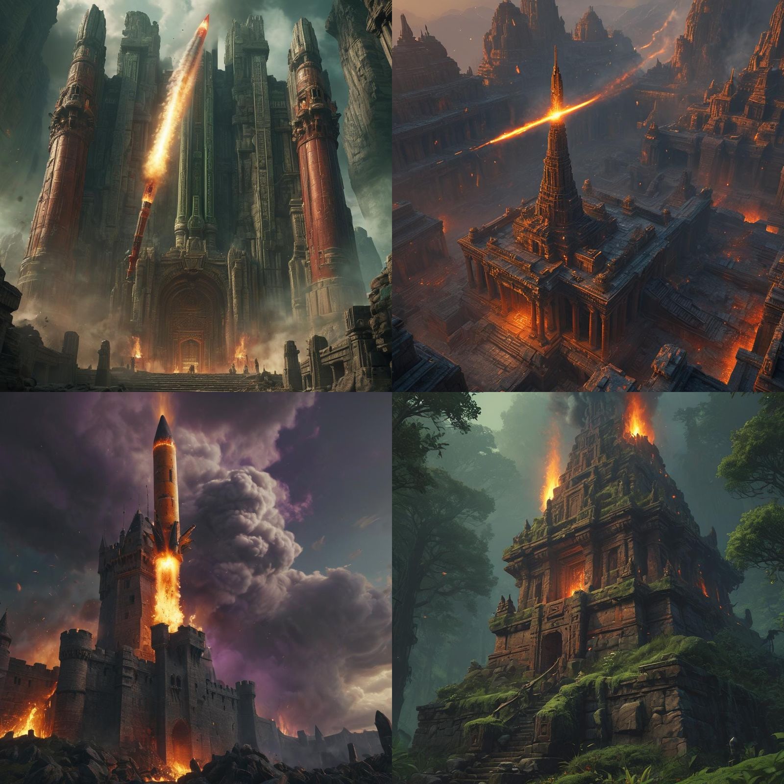 Fiery Missile Digital Concept Art in 8k