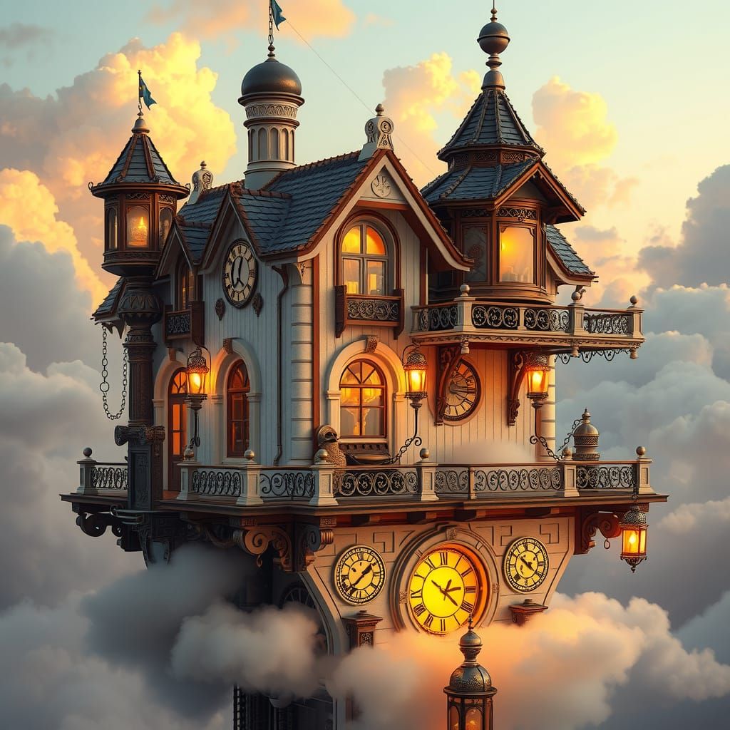 Steampunk Cuckoo Clock Mansion in the Clouds