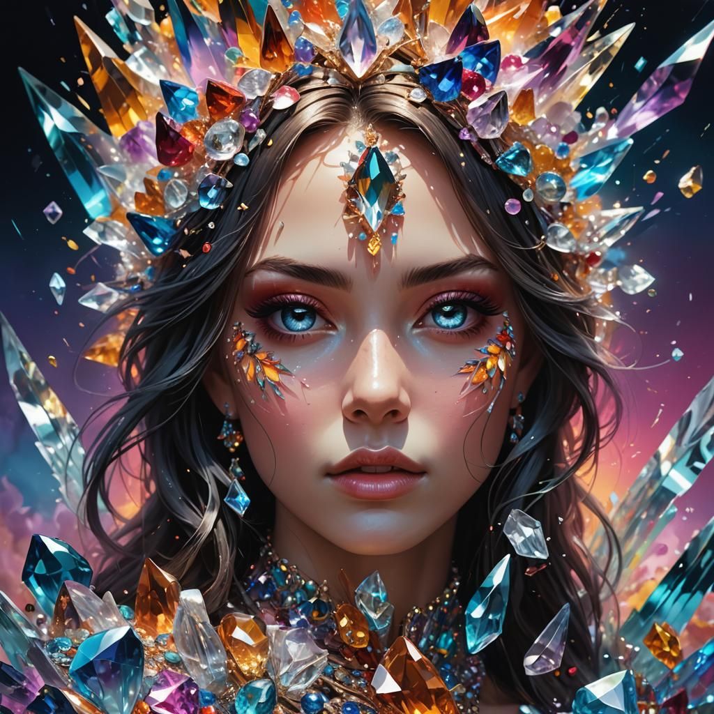 Dramatic Face with Colorful Background in Splash Art