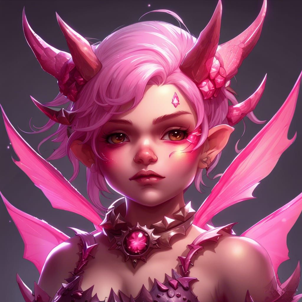 Chibi Demon Fairy Portrait in Hyperdetailed Style