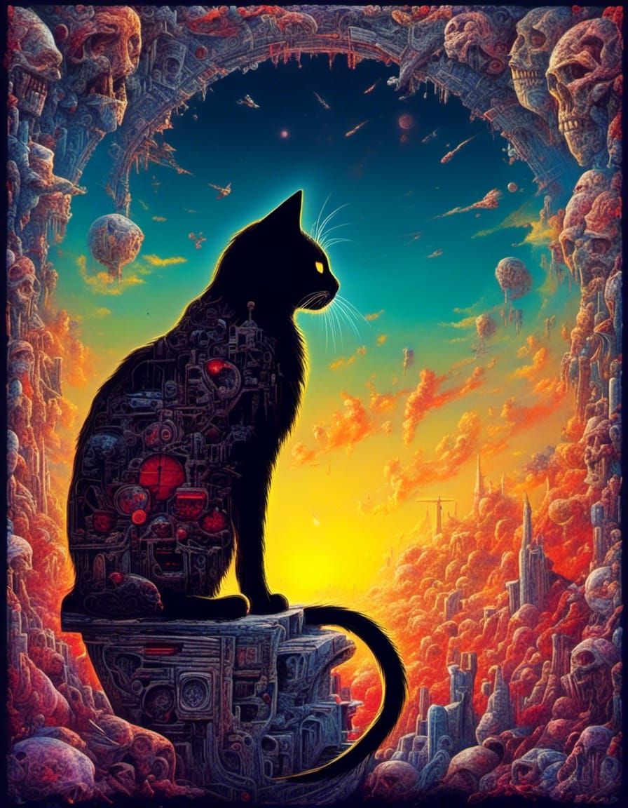 Decayed Cat: AI Generated Image