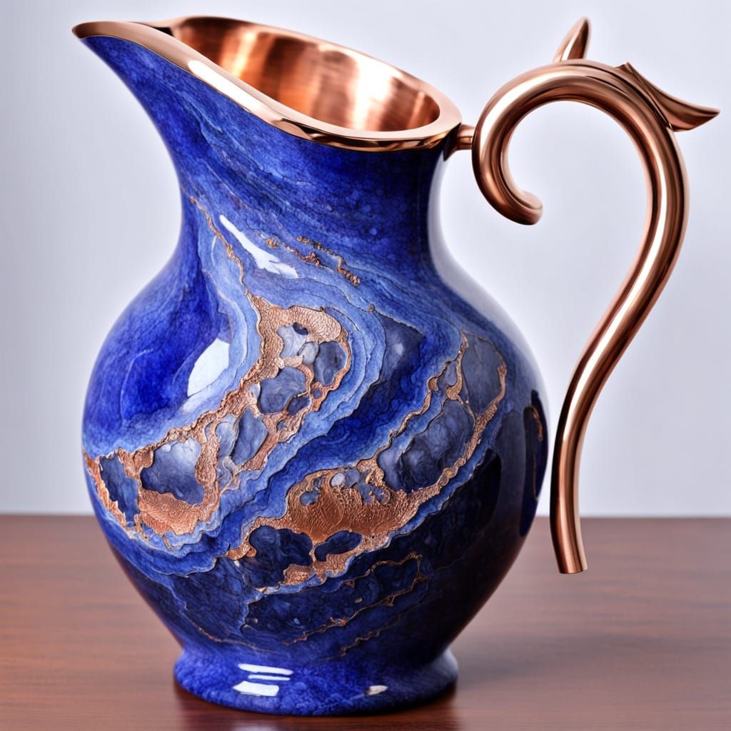 Lapis Lazuli Water Jug with Copper Interior