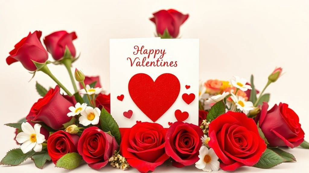 Romantic Valentine's Day Card with Vibrant Flowers