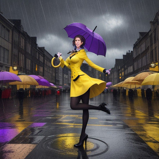 Dazzling Rainy Day Spectacle in Vibrant Filmic Style