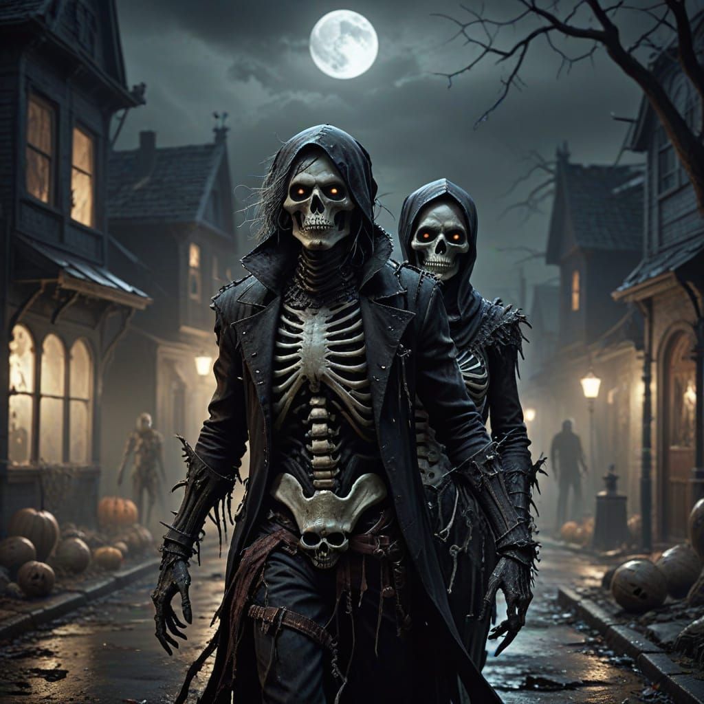 Undead Costumes Haunt Eerie Halloween Night
