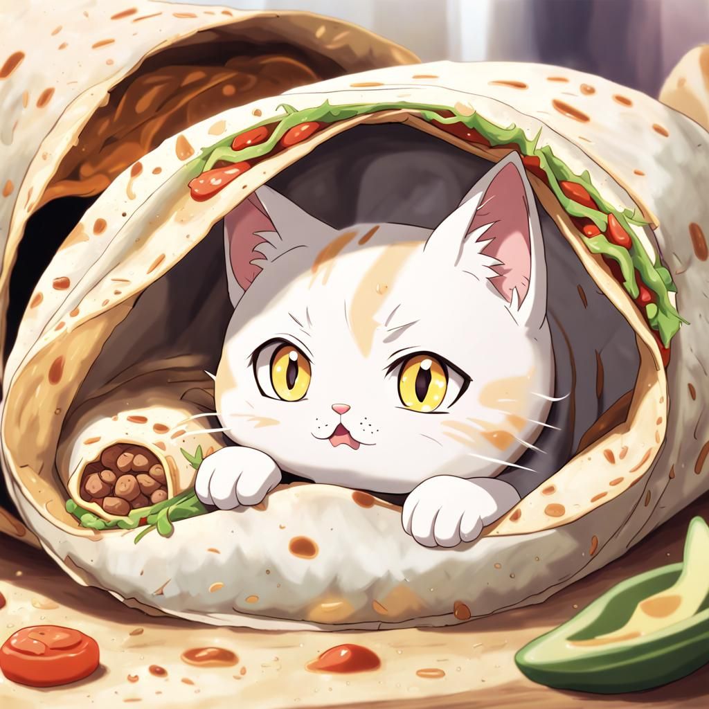 Cat Burrito: Anime Style Illustration