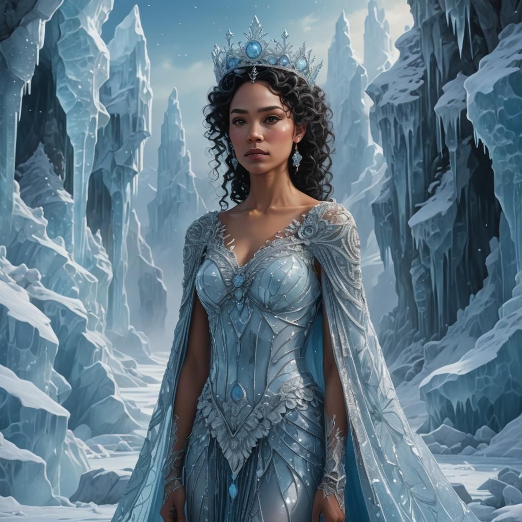 Icy Goddess in Winter Landscape: Fantasy Concept Art