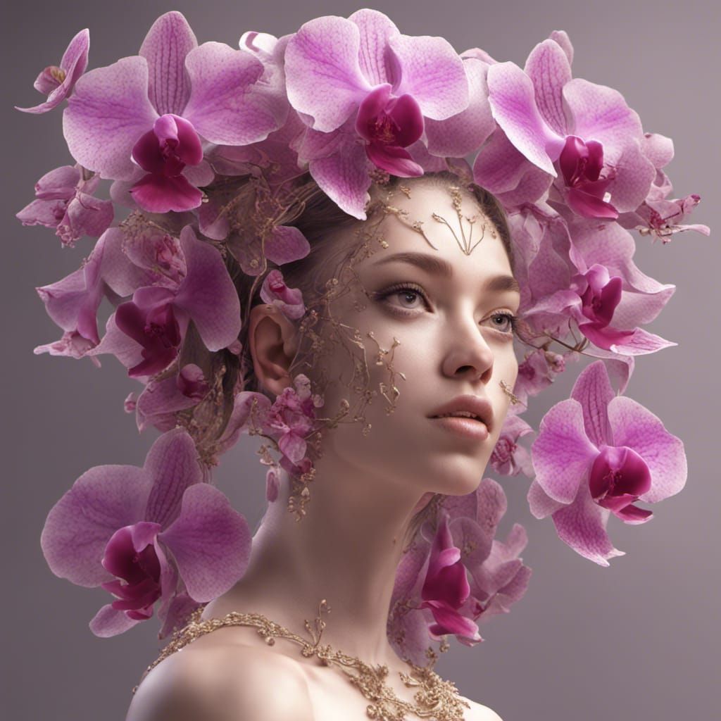 Orchid Flower Goddess: Hyperrealistic 3D Render