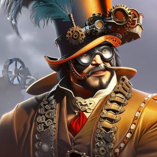 Steampunk Top Hat with Gears and Goggles