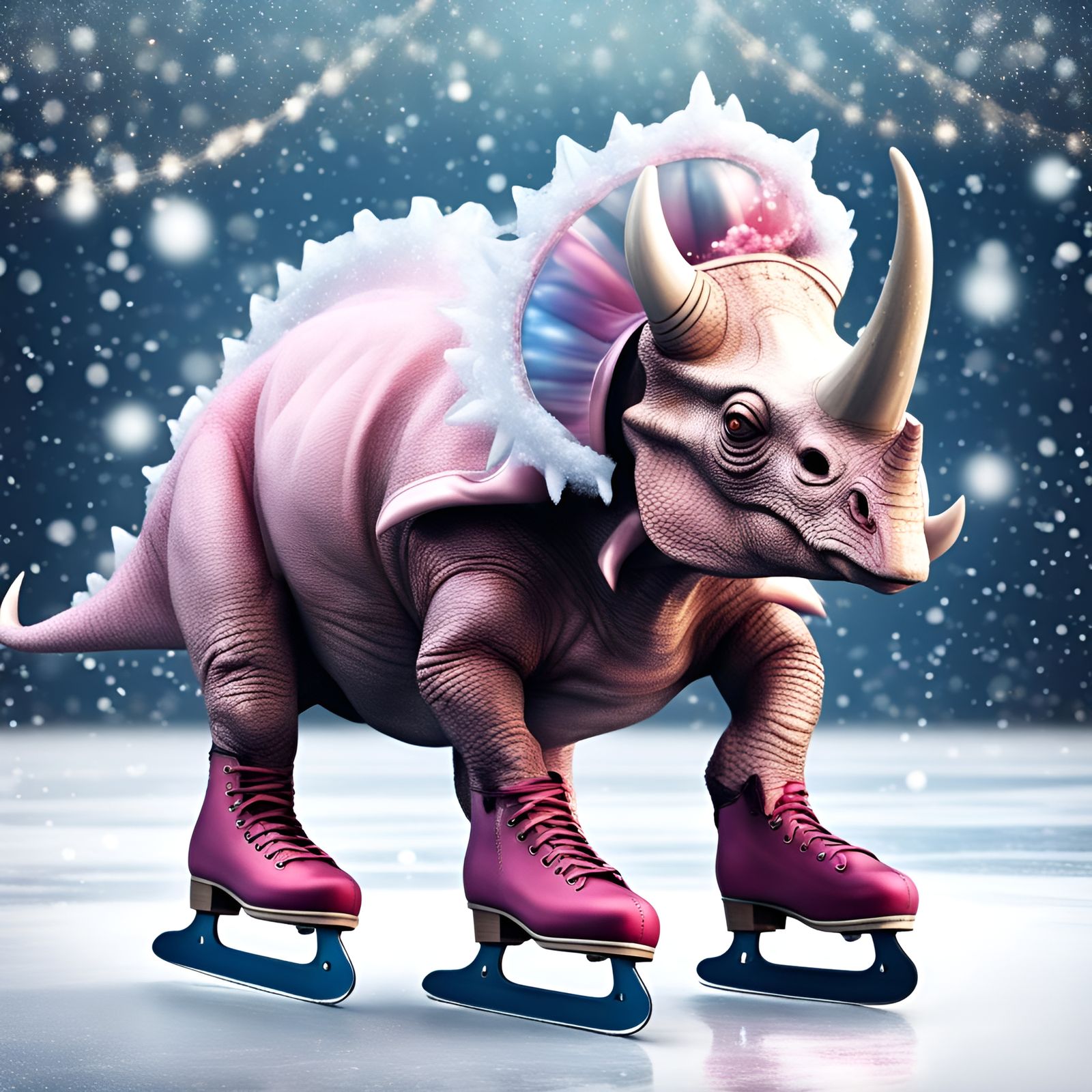 Triceratops on Ice: A Tutu-Clad Skating Dinosaur