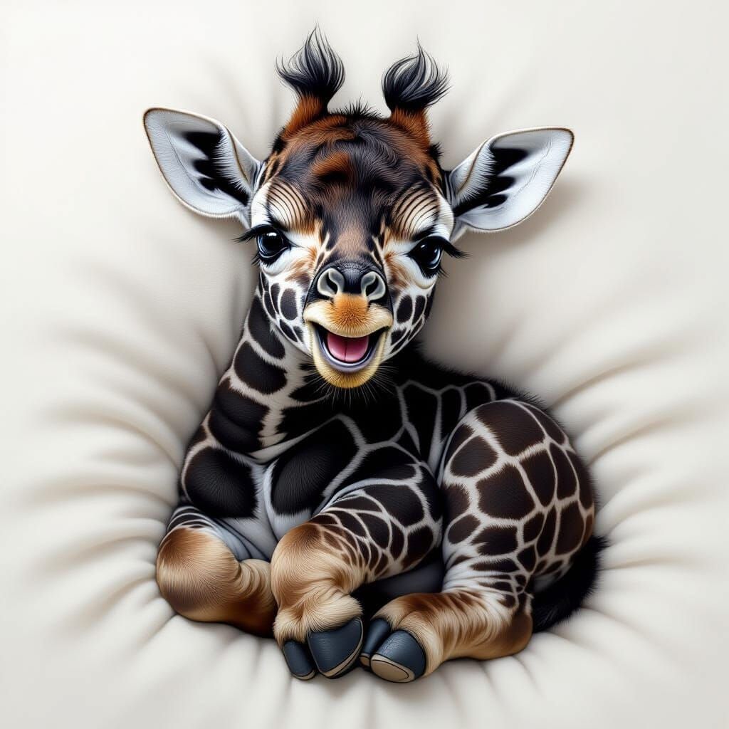 A black giraffe baby