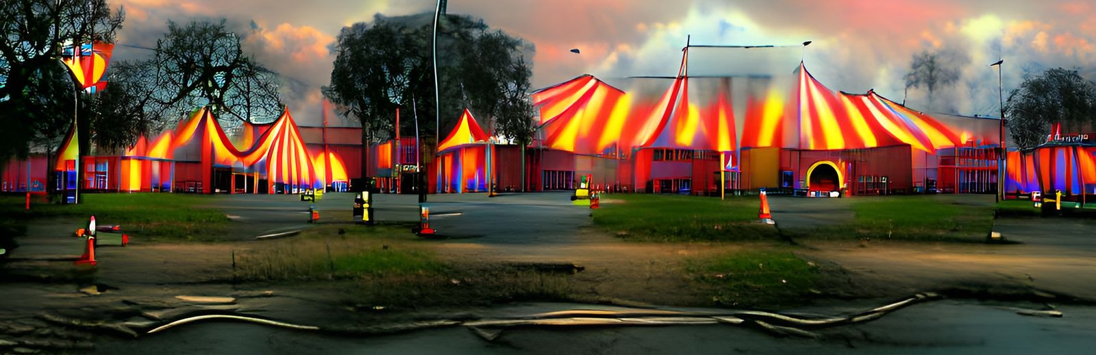 Colorful Circus Grand Entrance with Volumetric Lighting