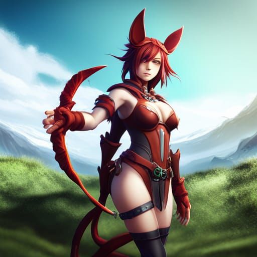 Anime Fox-Girl Furry in Detailed Matte Painting