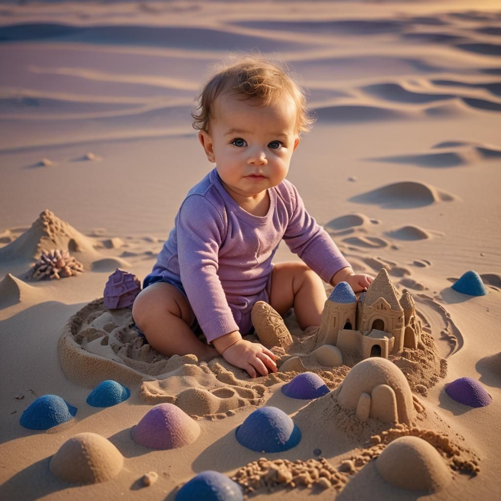 Macro Photo of Baby with Sand Art in Dreamy Style