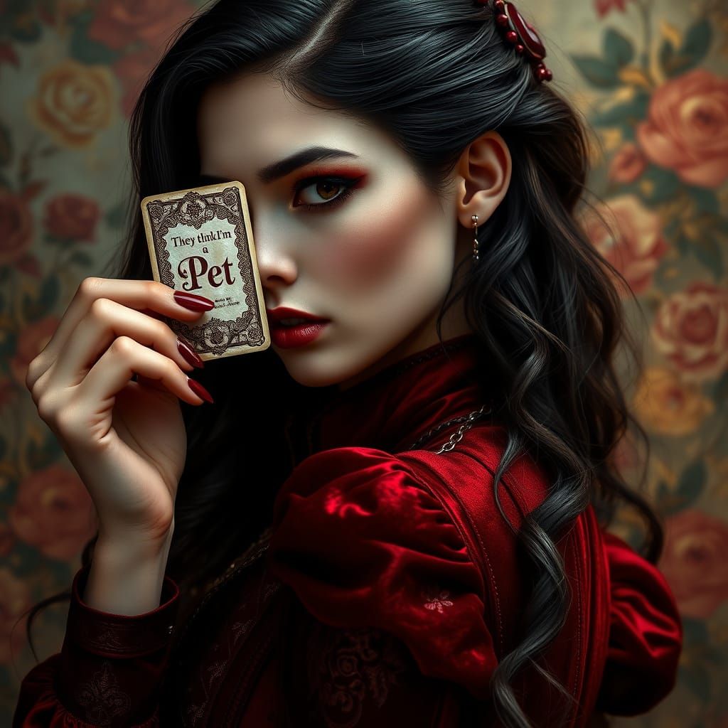 Elegant Victorian Siren with Raven Hair and Gold Corset