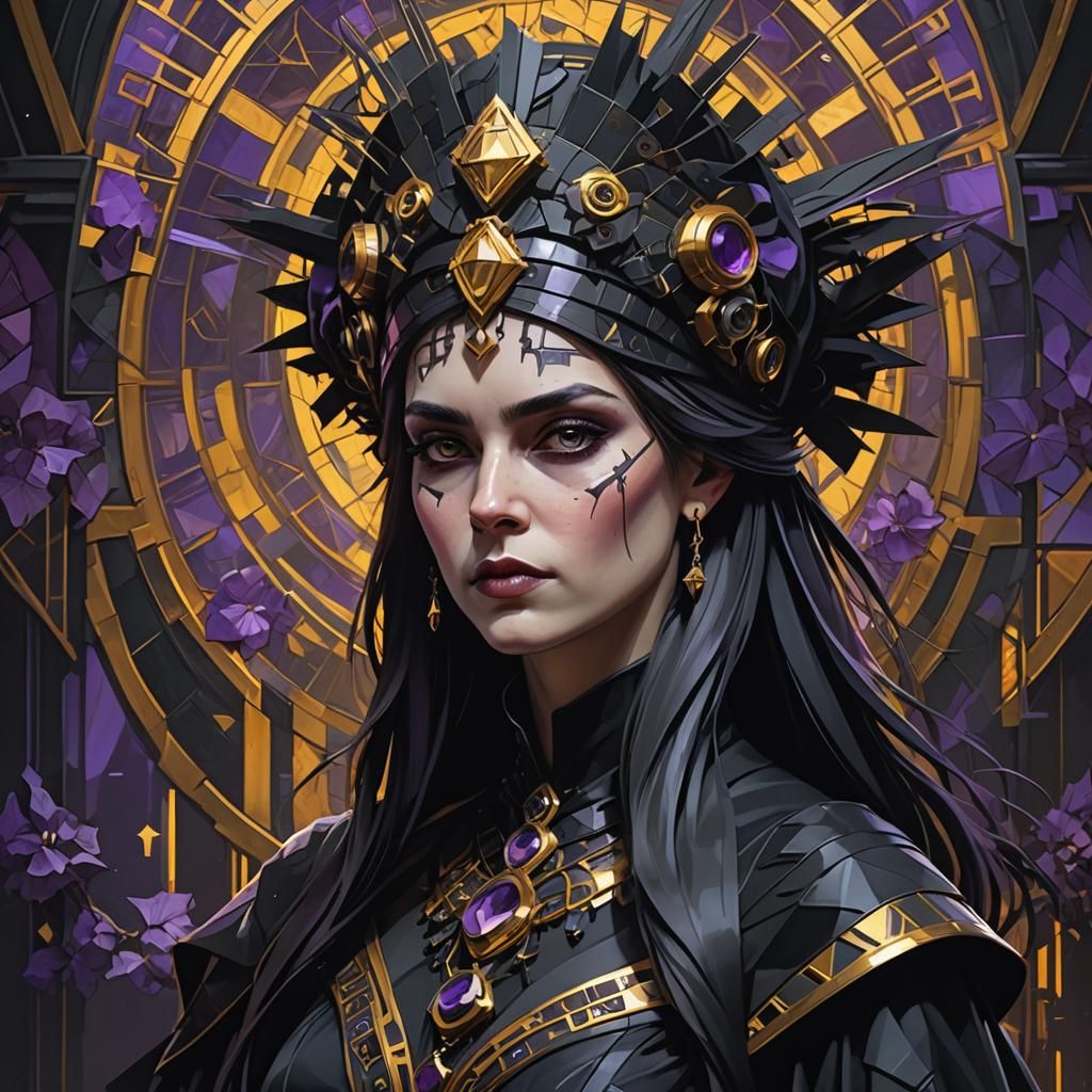 Cubist Goth Queen in Dark Fantasy Style