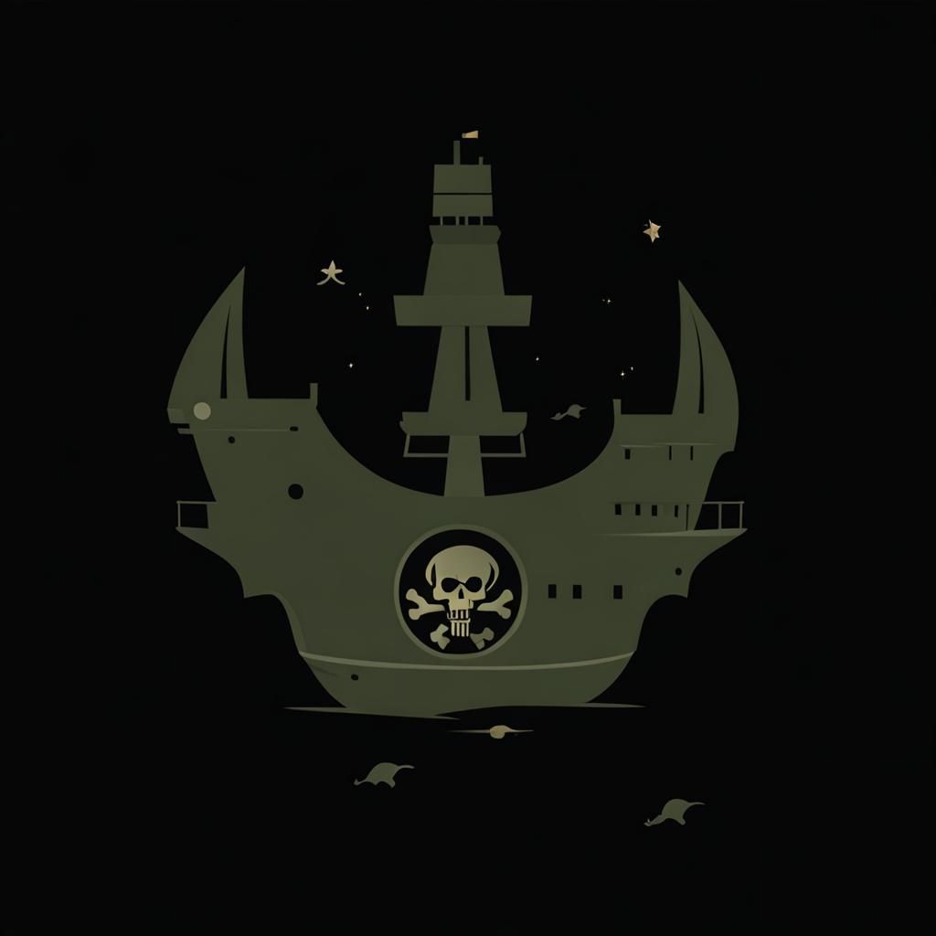 Futuristic Pirate Starship with Jolly Roger