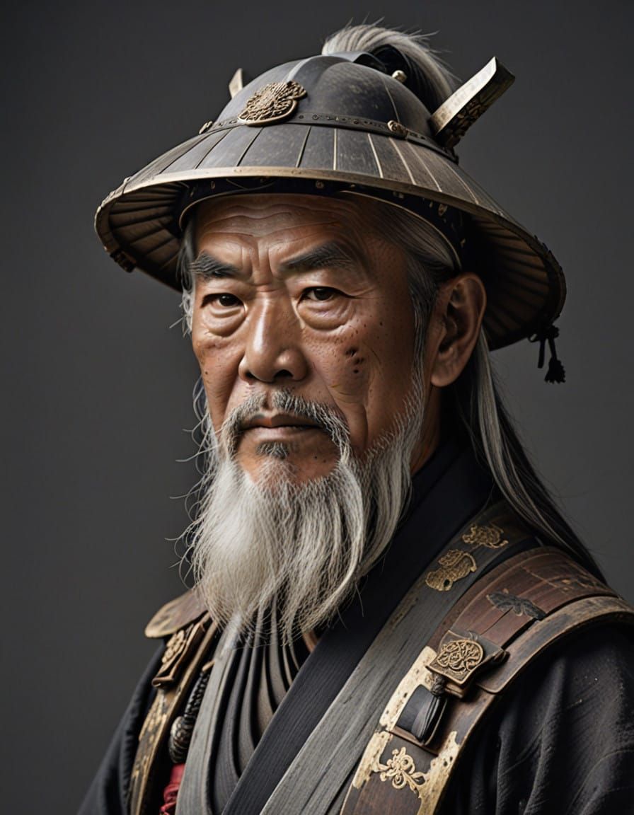 A Weathered Samurai in Gray Hues