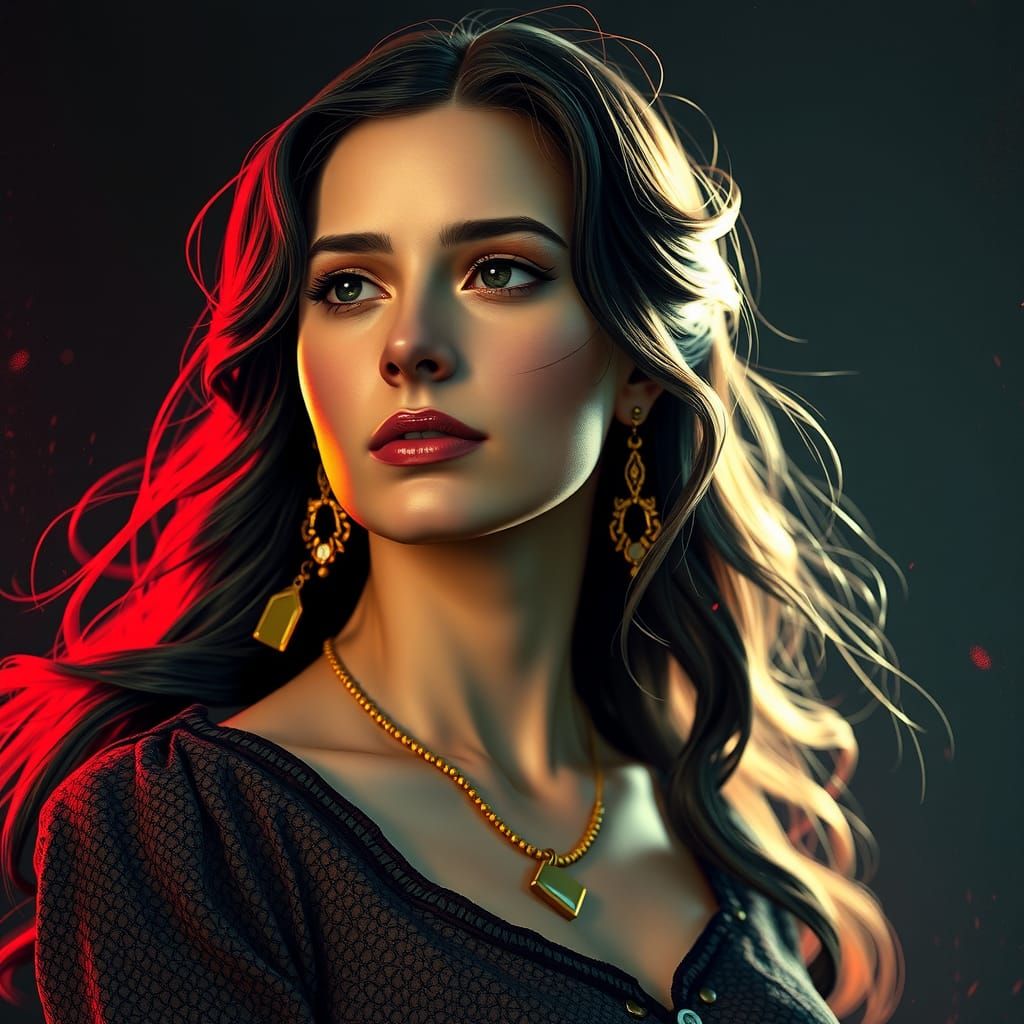 Yugoslavian Woman Portrait in Art Nouveau Style