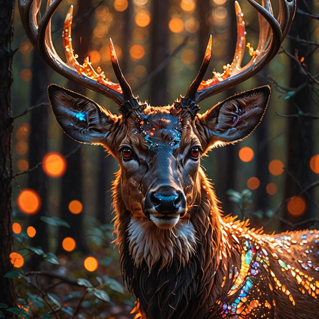 Iridescent Deer in Hyperrealistic Digital Art
