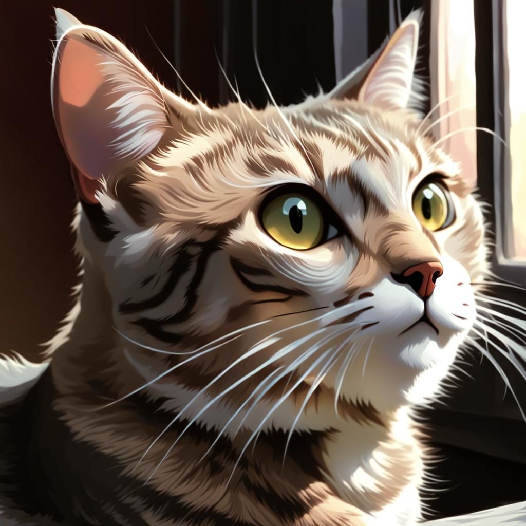 Sympathetic Cartoon Cat in Warner Bros Style