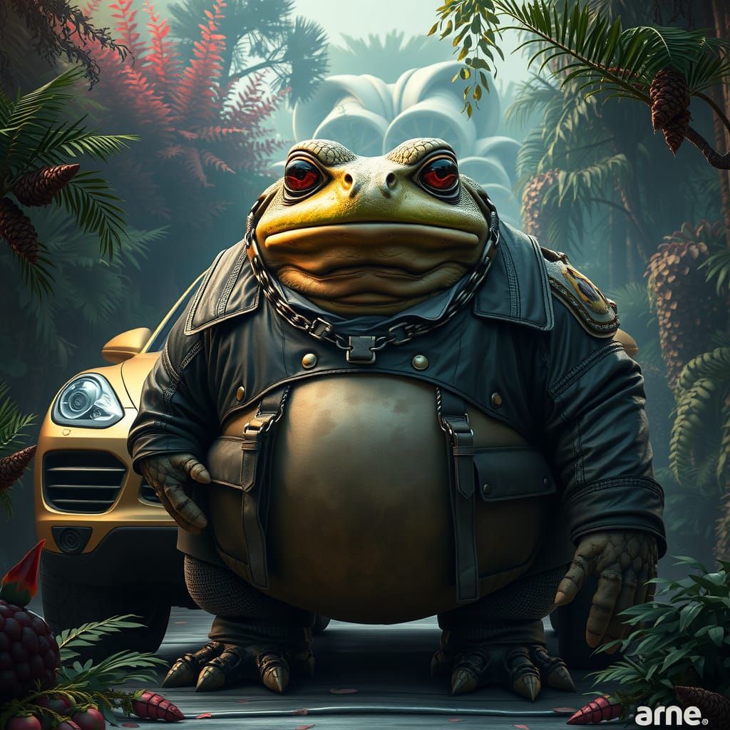Toad in Fantasy Porsche Cayenne Landscape